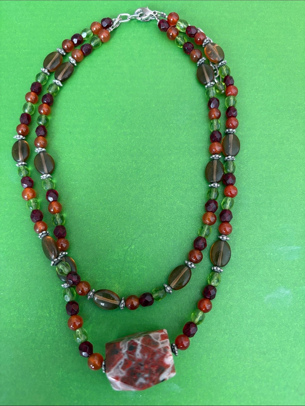 Handmade Multicolor Agate Pendant Necklace - Women Jewelry